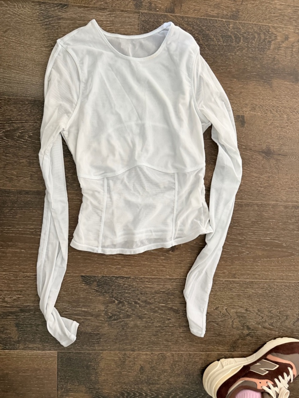 Alo White Long-Sleeve Slim Sheer Top - Women XS
